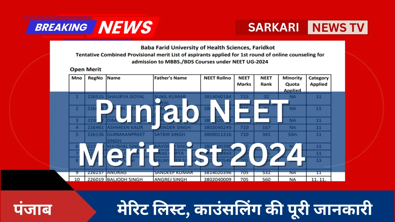 Punjab NEET Merit List